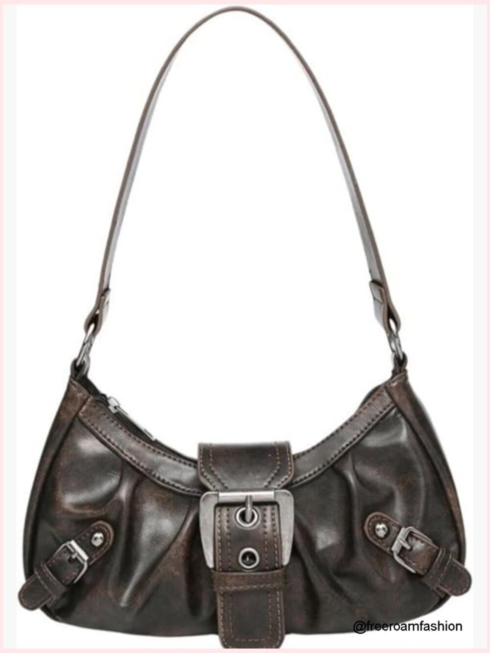 Small Hobo Shoulder Bag PU Leather Crescent Handbag Trendy Underarm Clutch